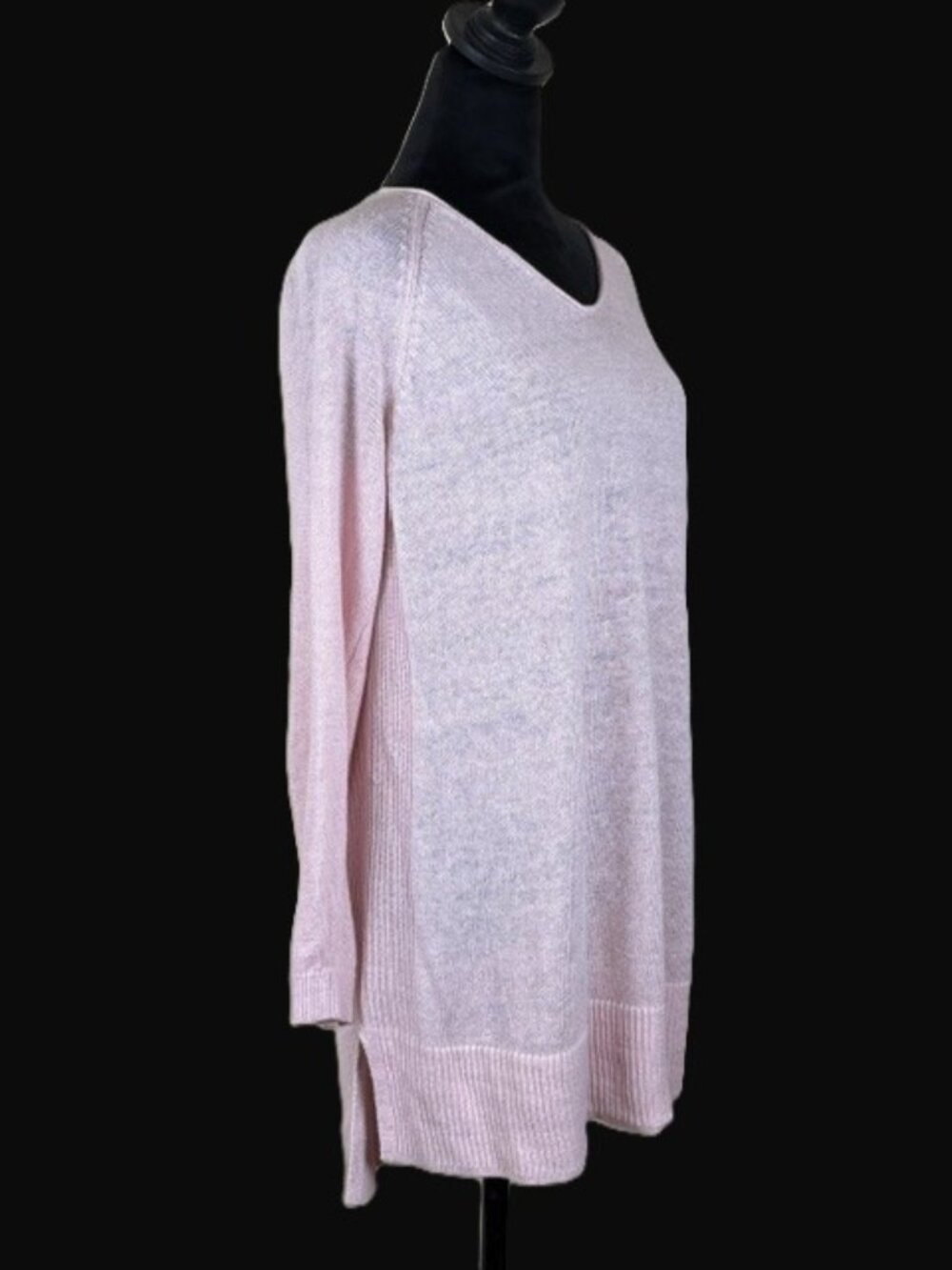 Linen Blend Lands' End Tunic Sweater Large Ballet Pink